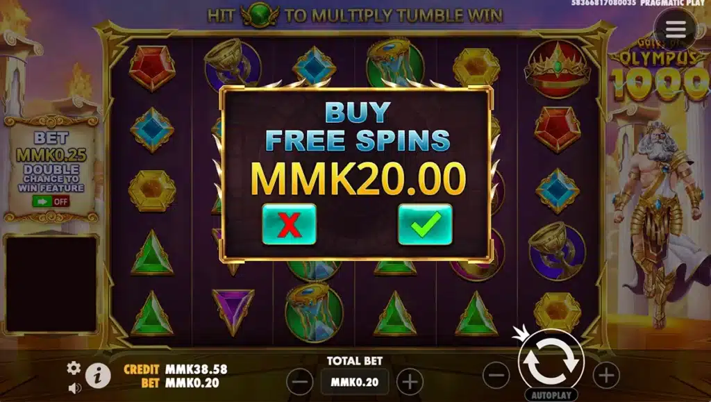 Gates of Olympus 1000 buy free spin feature
