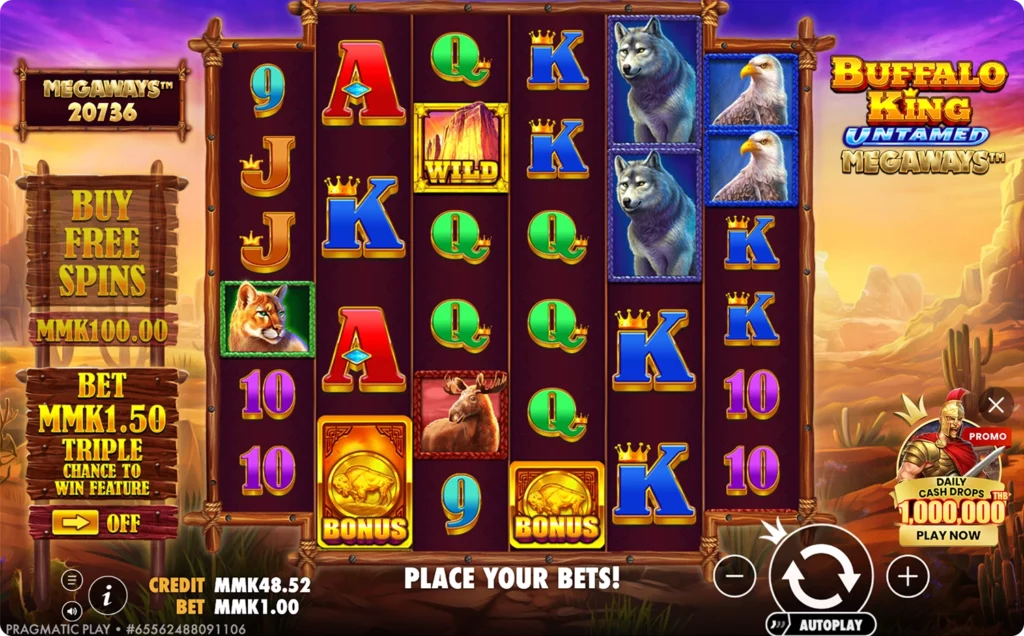Buffalo King Untamed Megaways Gameplay on BK959